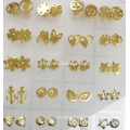 Fashion 18K Golden Filled Stainless Steel Snowflake Stud Earrings